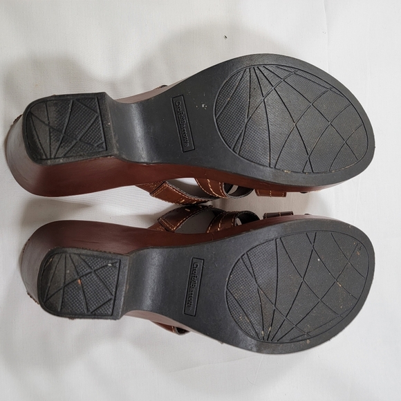 Womens Croft And Barrow Leather Wedge Heel Sandals Size 8.5 M - Picture 5 of 11